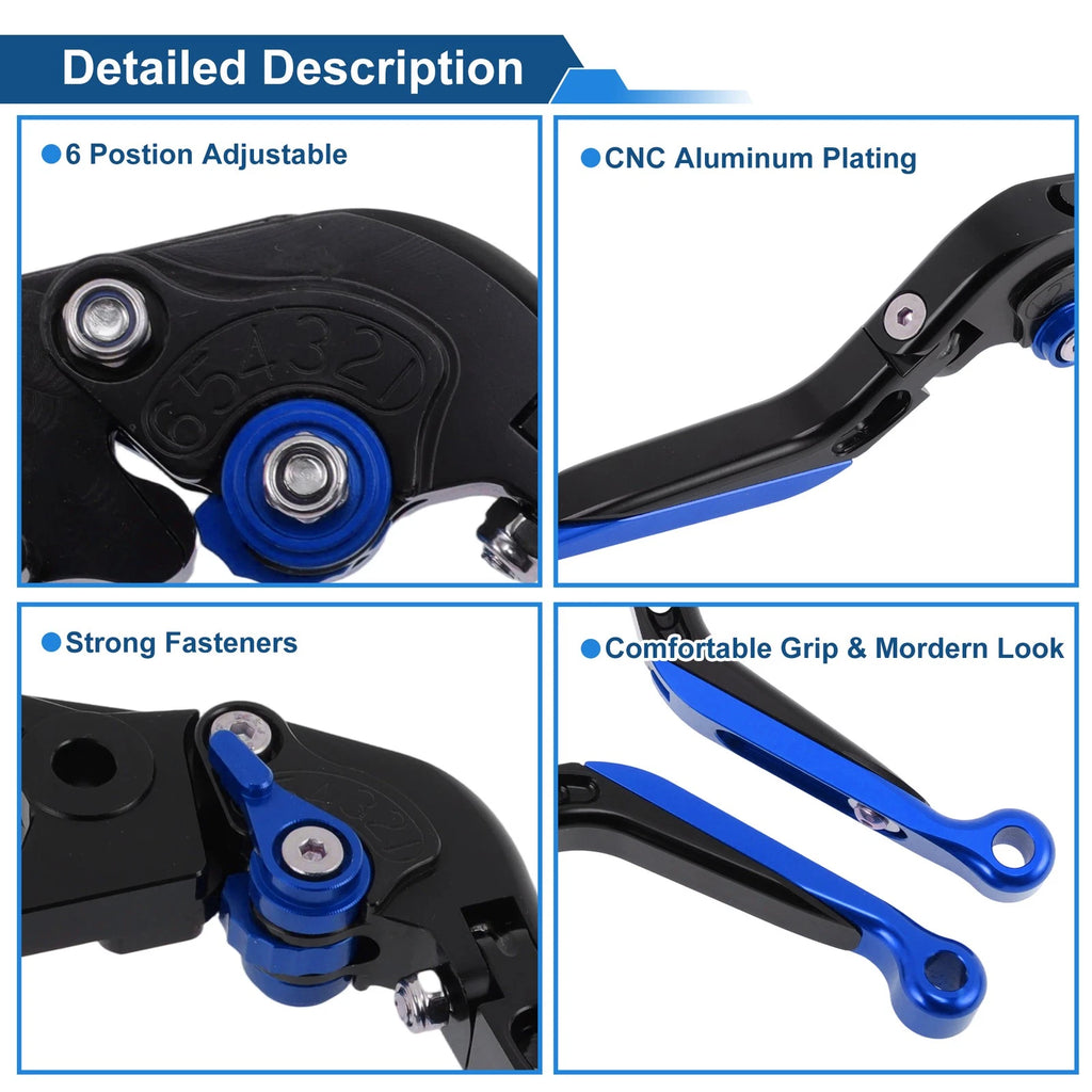 Adjustable Brake Clutch Levers for Honda CBR650R (2014–2022) Black Blue