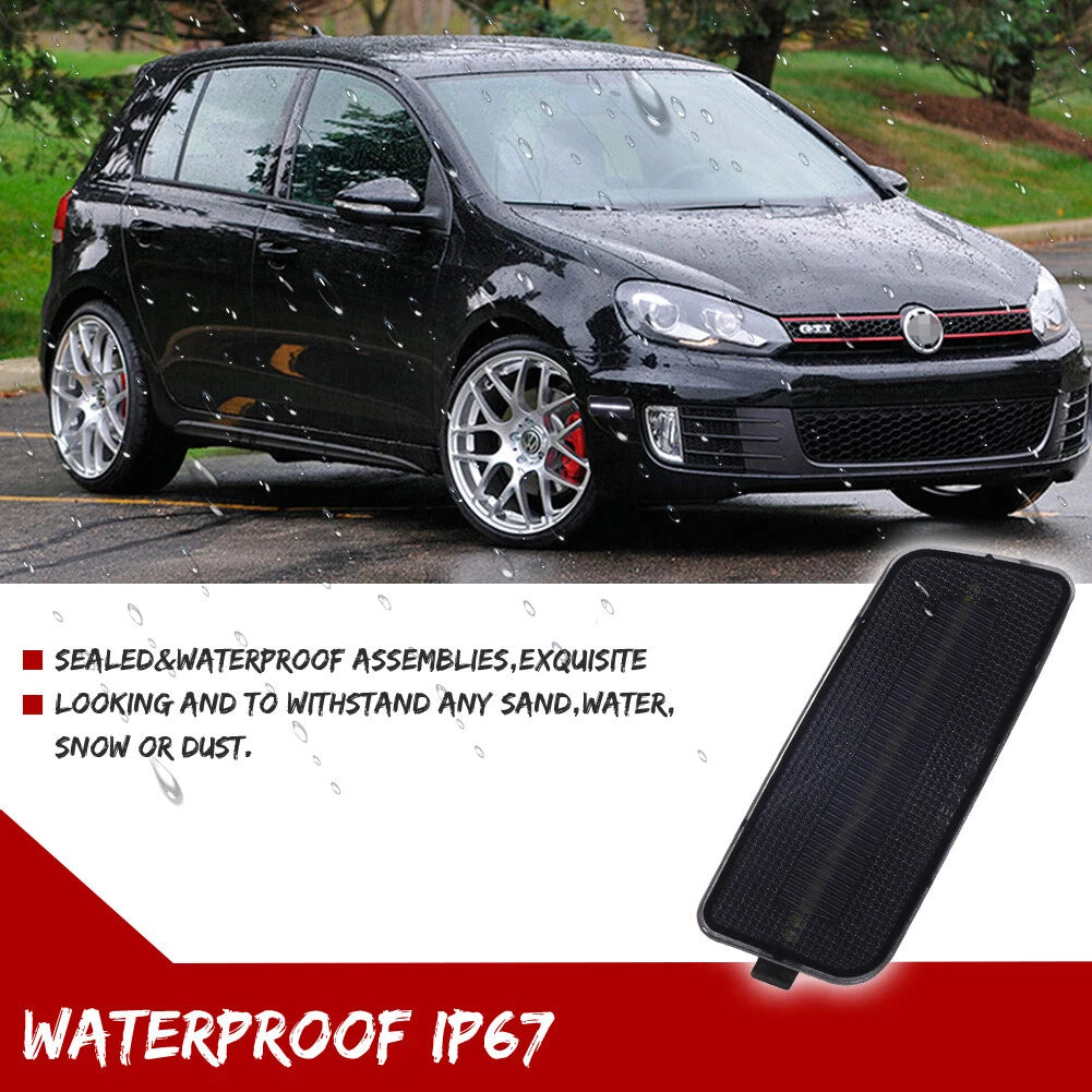 Set of 2 White LED Front Smoked Lens Side Marker Lights for Volkswagen MK6 Golf/GTI