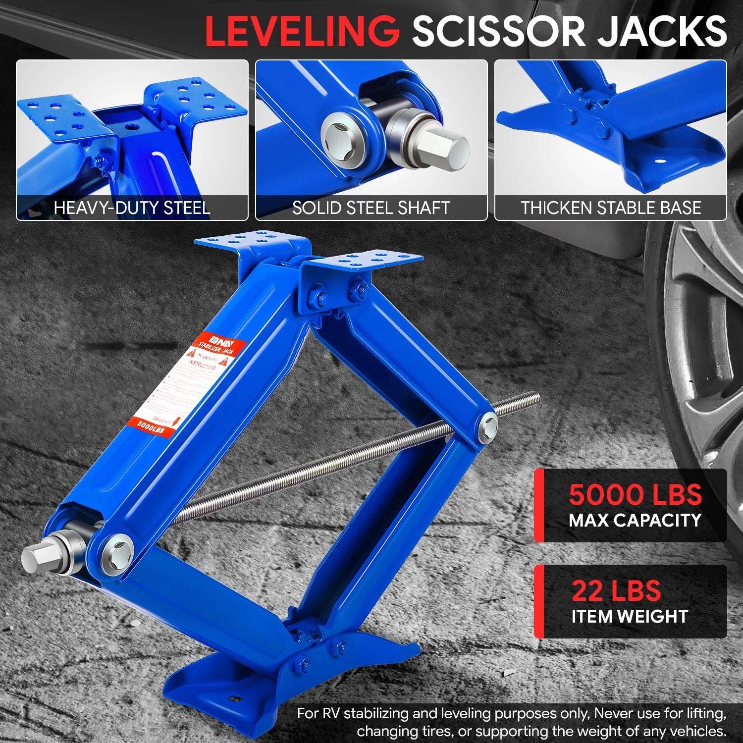2X 2.5 Ton 24" Stabilizer Leveling Scissor Jacks for RV Camper