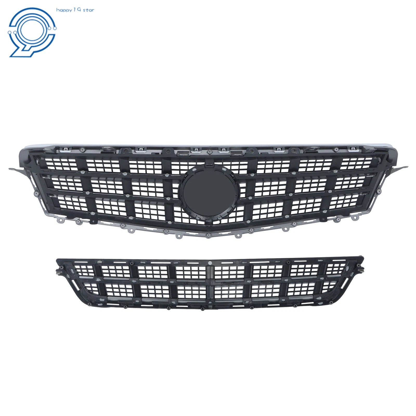 Set of 2 Matte Chrome Front Upper and Lower Grilles for Cadillac ATS (2013-2014)