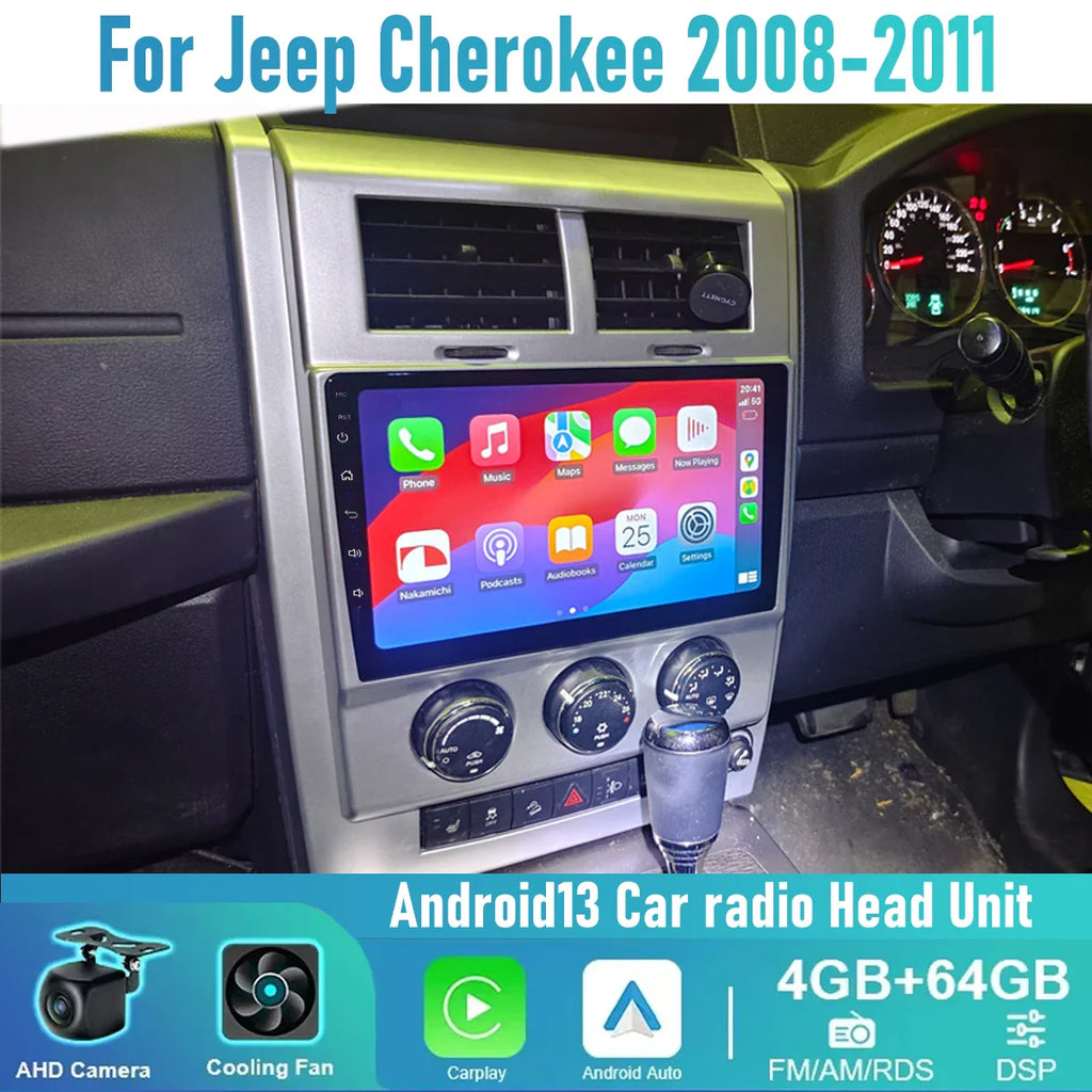 4-64G Wireless Carplay Android13 Upgrade for Jeep Cherokee (2008-2011)