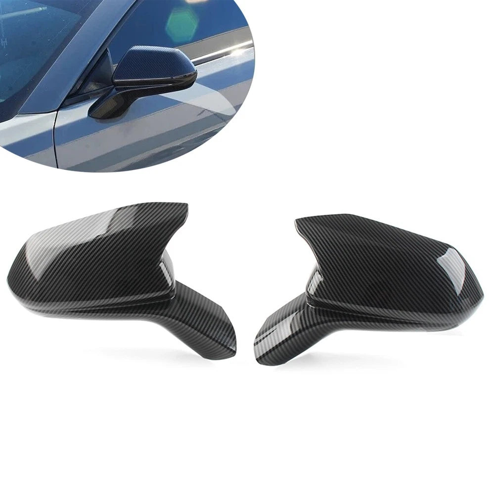 Rear View Mirror Cover Overlay for Chevrolet Camaro (2016–2021) Carbon Fiber Black