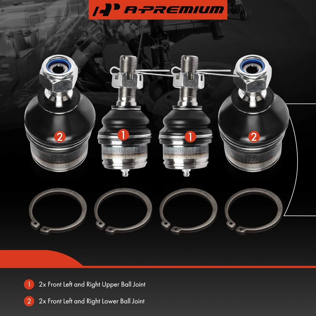 Set of 4 Front Upper & Lower Suspension Ball Joints for Ford F-250 F-350
