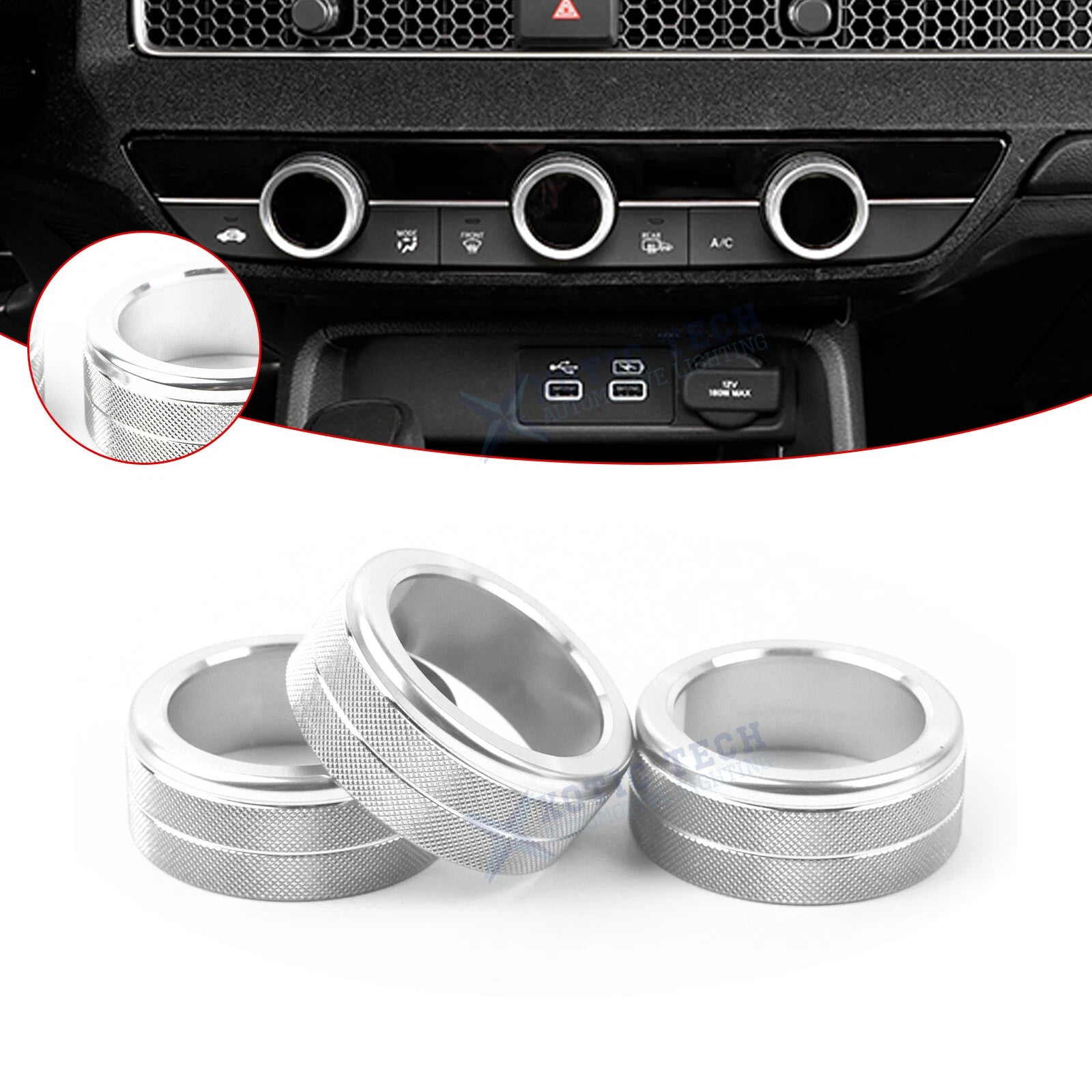 Center AC Climate Control Ring Cover Trim for Honda Civic (2016–2021)