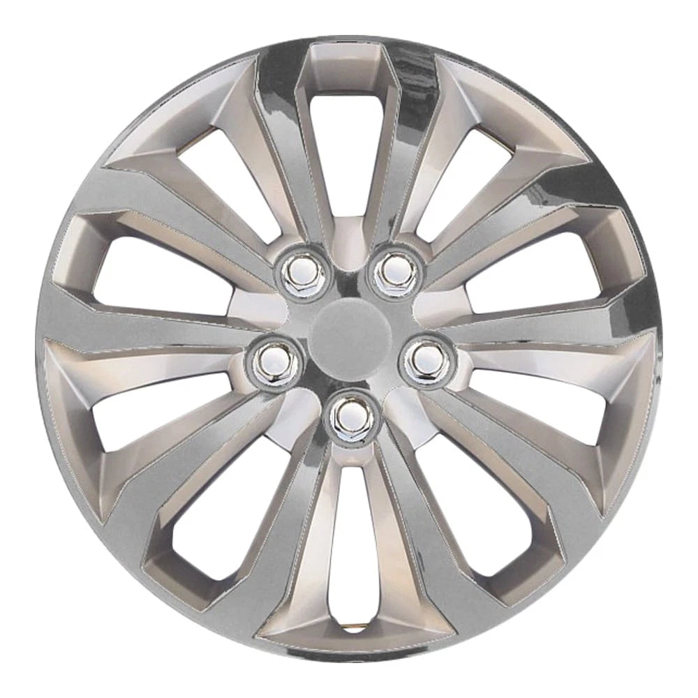 Wheel Covers 10 Spoke Silver Universal Set of 4 for 14 Inch (Universal)