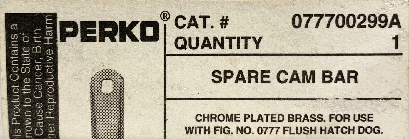 Spare Cam Bar for Perko 0777 Flush Hatch Dog (077700299A) - Chrome Plated Brass