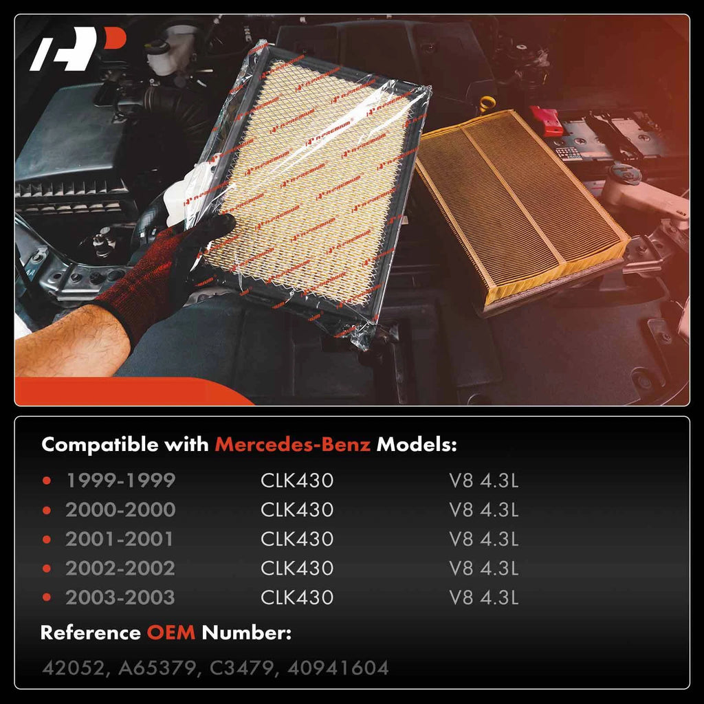 2X Engine Air Filter for Mercedes-Benz CLK430 (1999-2003)