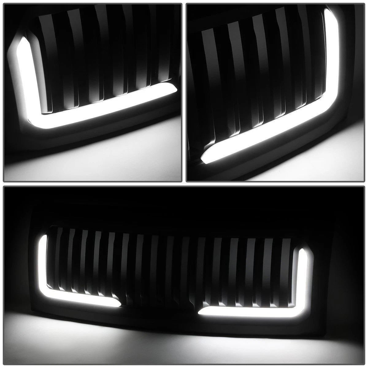 LED Badgeless Vertical Slat Matte Front Hood Grille Frame for F-150 (2009–2014)