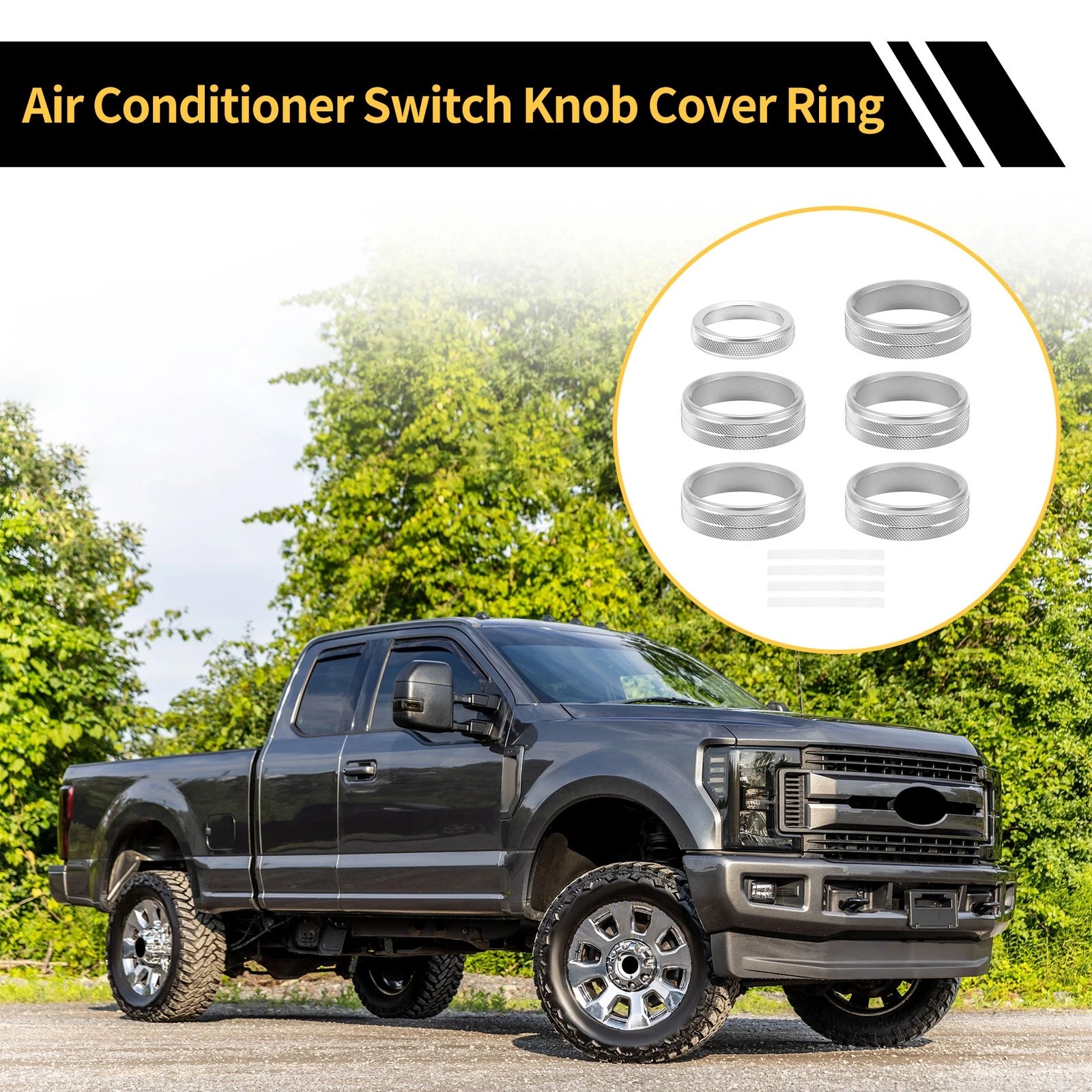 Air Conditioner Switch Knob Cover Ring for Ford F-150 (2015–2023) Silver Tone