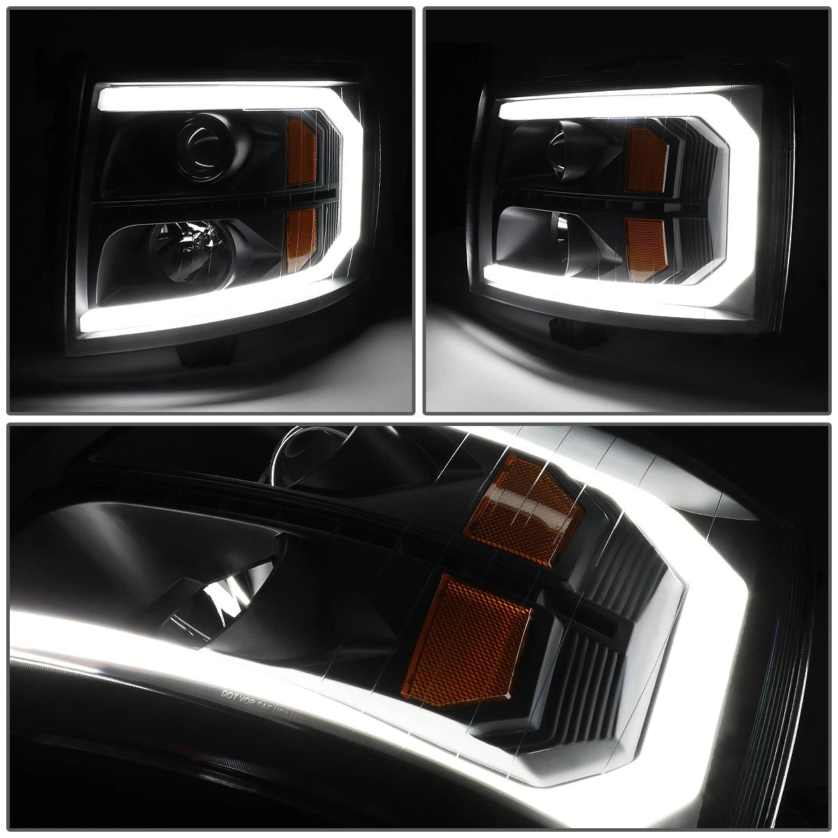 LED DRL Tube Sequential Projector Headlights for Silverado (2007–2014)