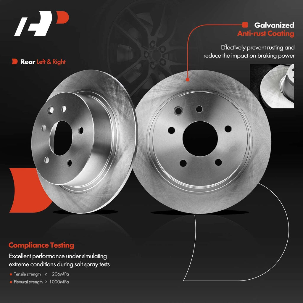 Rear Brake Rotors & Pads + Wheel Hub Bearing for Nissan Sentra (2013–2019)