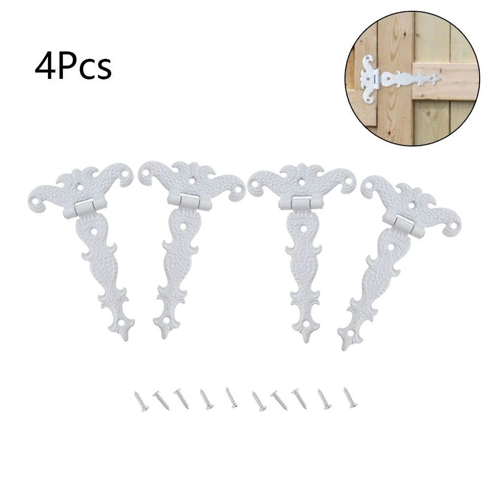 Set of 4 White Cabinet Butt Hinges for Jewelry Chest Toolbox