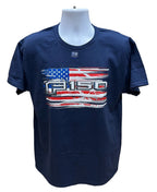 American Flag T-Shirt Navy Blue Distressed Design for Ford F-150 (2004–2020)