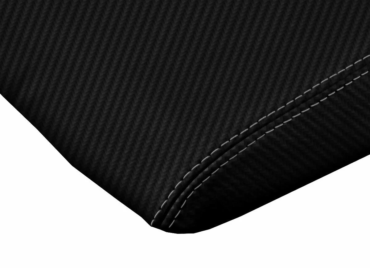 Console Lid Armrest Cover for Dodge Ram (2009–2016) Carbon Fiber Gray Stitch