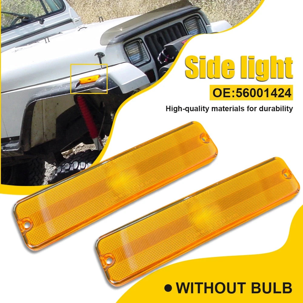 Amber Lens Rear Bumper Side Marker Lights for Jeep Wrangler YJ (1987–1995)