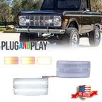2X Clear Lens Switchback LED Parking Turn Signal Light for Ford Bronco (1969–1977)