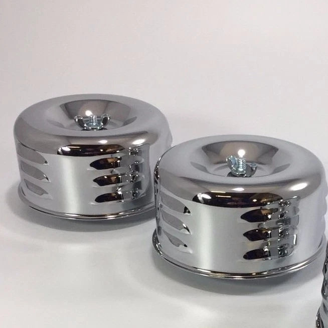 Chrome Louvered Air Cleaner Assembly Pair for 1–2 BBL Carb Hot Rod (—)