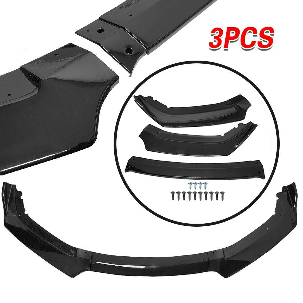 3PCS Front Bumper Body Kit Spoiler Lip for Honda Civic (2016–2020) Glossy Black