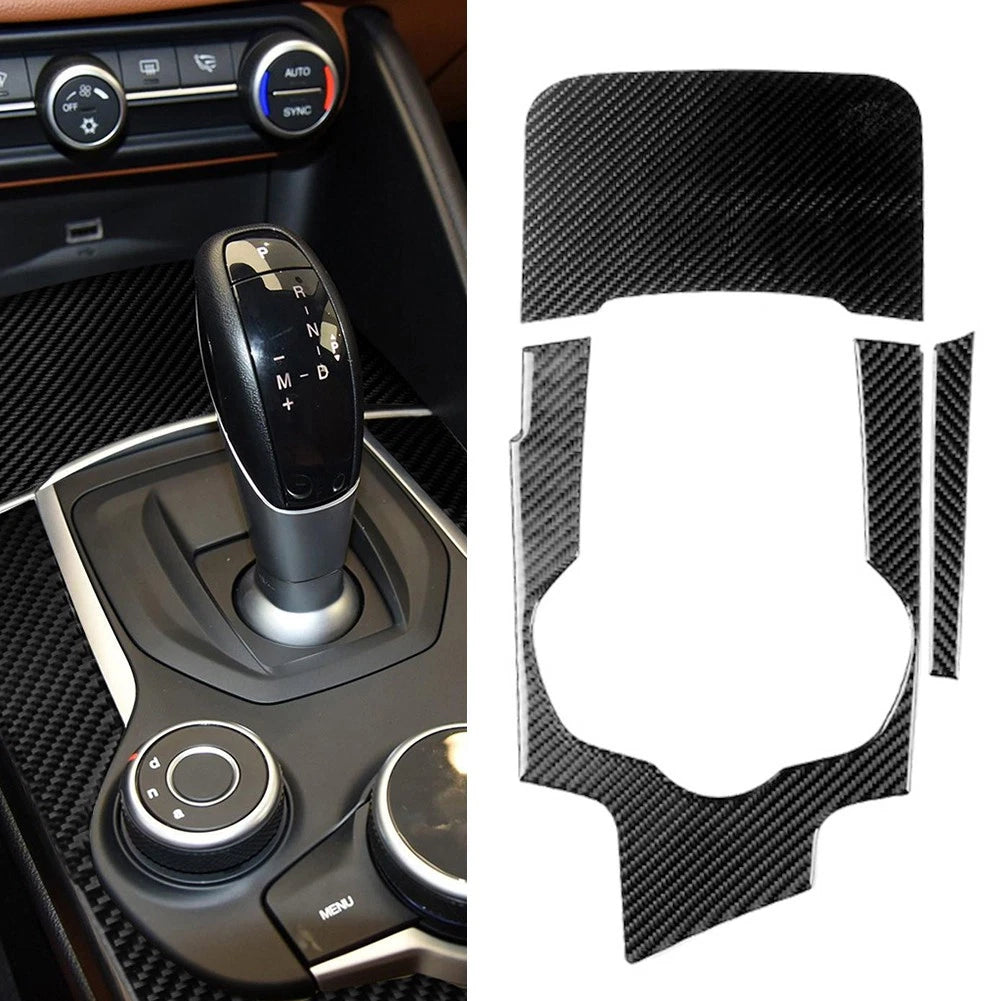3pcs Carbon Fiber Console Trims for Alfa Romeo Giulia (2017–2023)