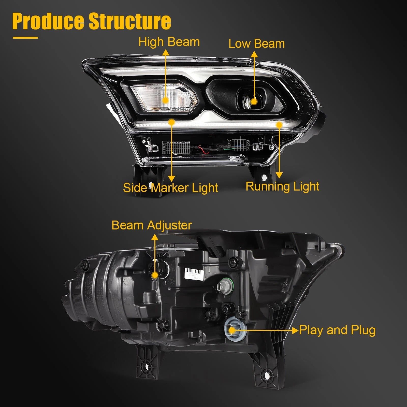 Left Driver Side LED Headlight Assembly for Dodge Durango (2021–2024)