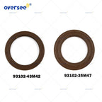 Crankshaft Oil Seal Set of 2 for Yamaha 4T Outboard F 25-50HP (93102-35M47, 93102-43M42)