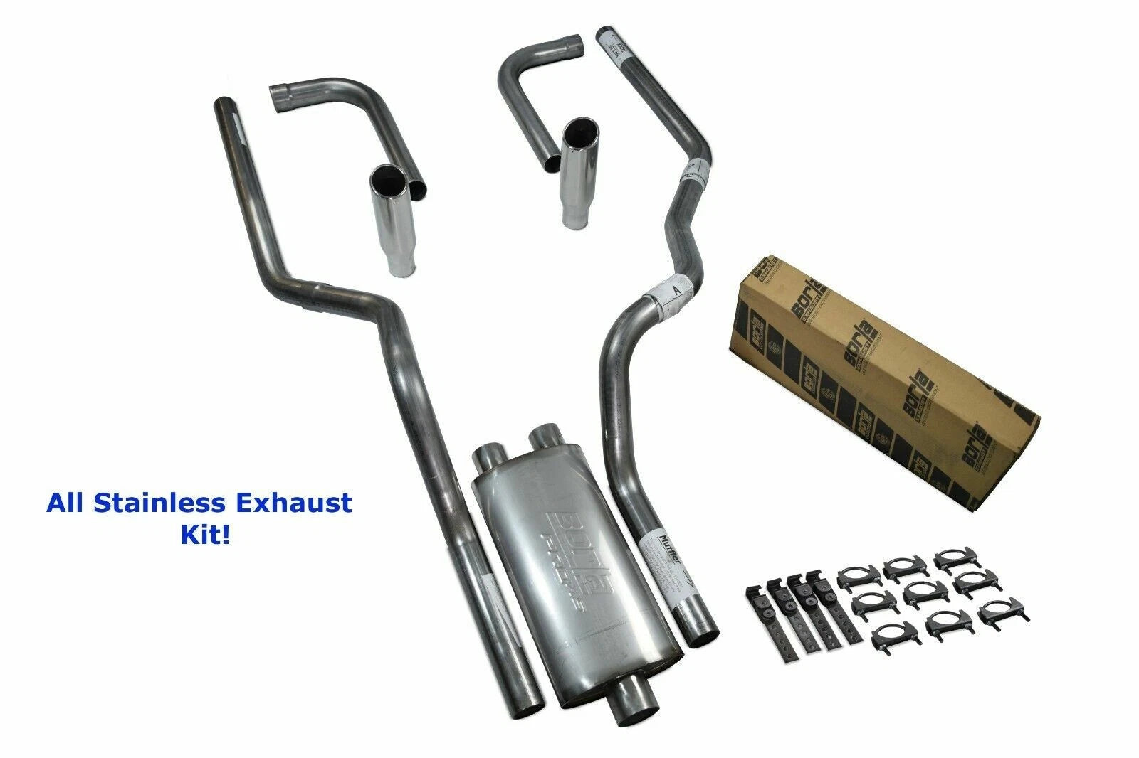 Dual Exhaust Kit for Chevy GMC 1500 (1996–1999) - Stainless Steel, Side Rolled Tip