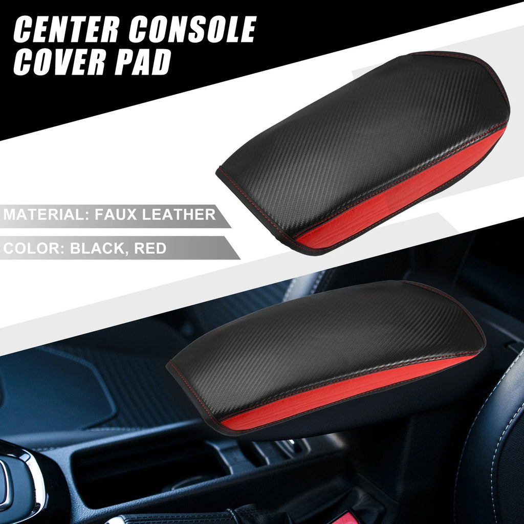 Center Console Cover Pad for Mitsubishi Outlander (2014–2023) Faux Leather Black Red