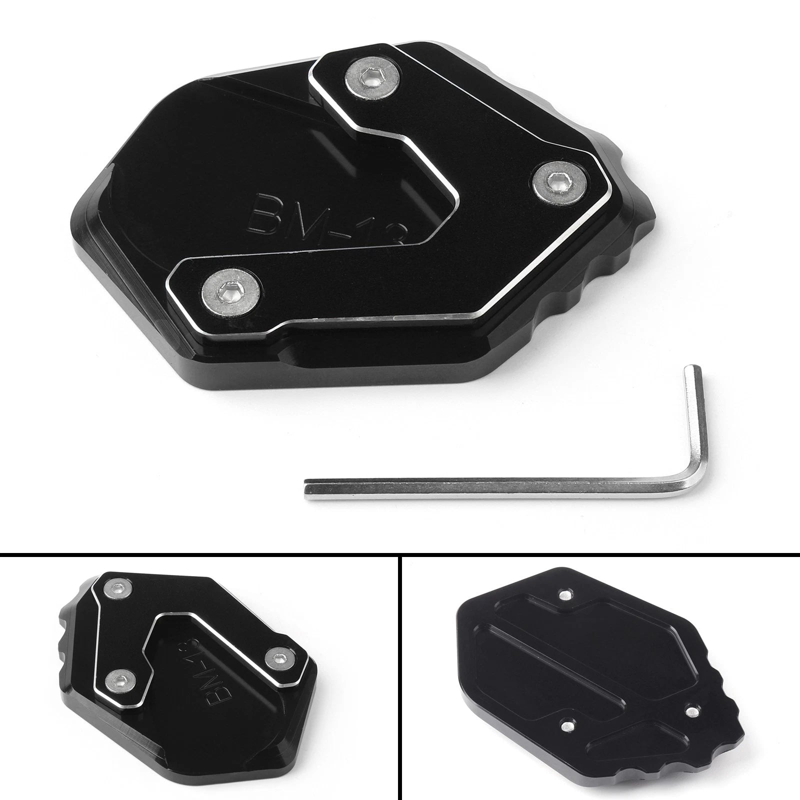 Kickstand Sidestand Plate Extension for BMW R1200GS LC (2013–2018), F850GS (2018–2019) Black