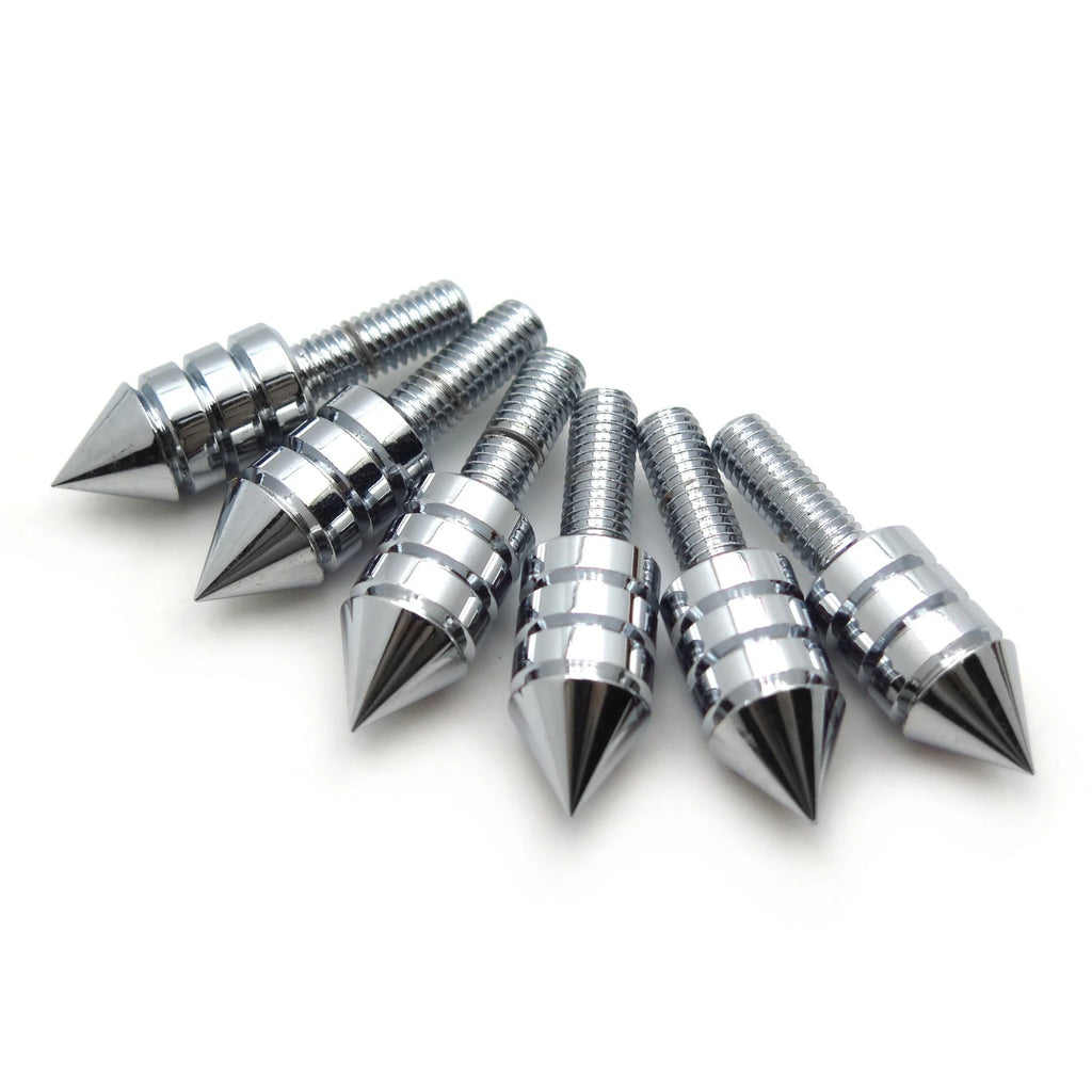 Set of 4 Universal Chrome Motorcycle Spike Bolts for Windscreen, Fairings, License Plate