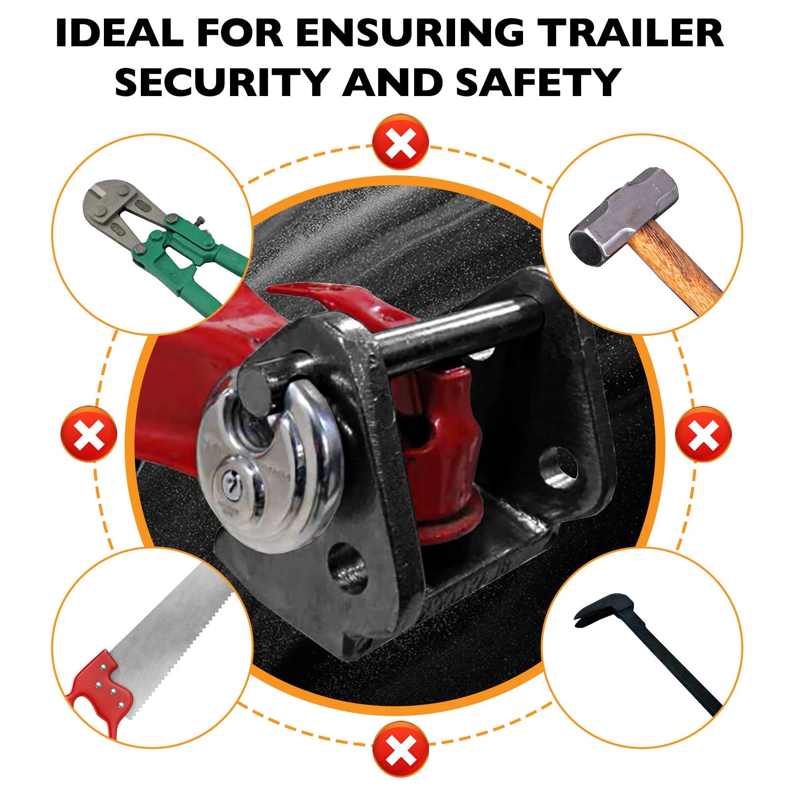 Heavy-Duty Trailer Coupler Lock for 2" to 2-5/16" Couplers