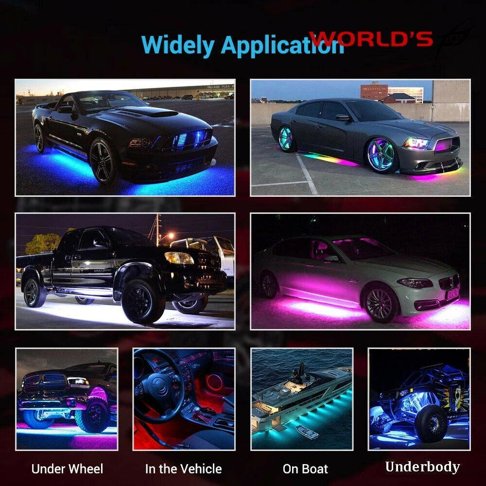 RGB Dreamcolor LED Underglow Lights for Car with Bluetooth App Control