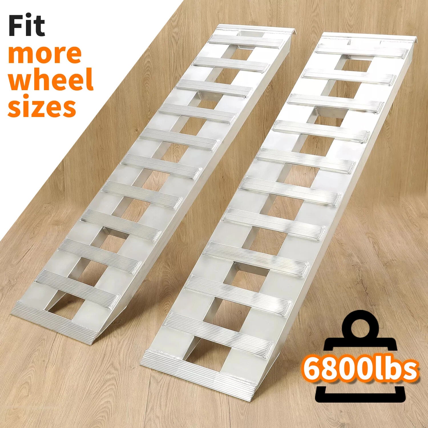 2X 60" Aluminum Hook Ramps for Car Trailer Hauler (6800 lbs)