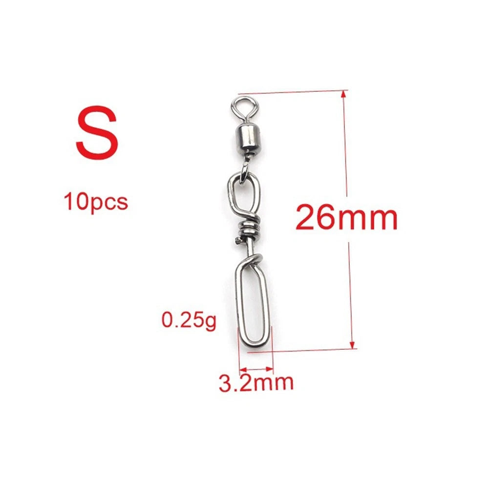 Set of 4 Snap Swivels Fishing Swivels 0.25/0.45/0.6g Stainless Steel