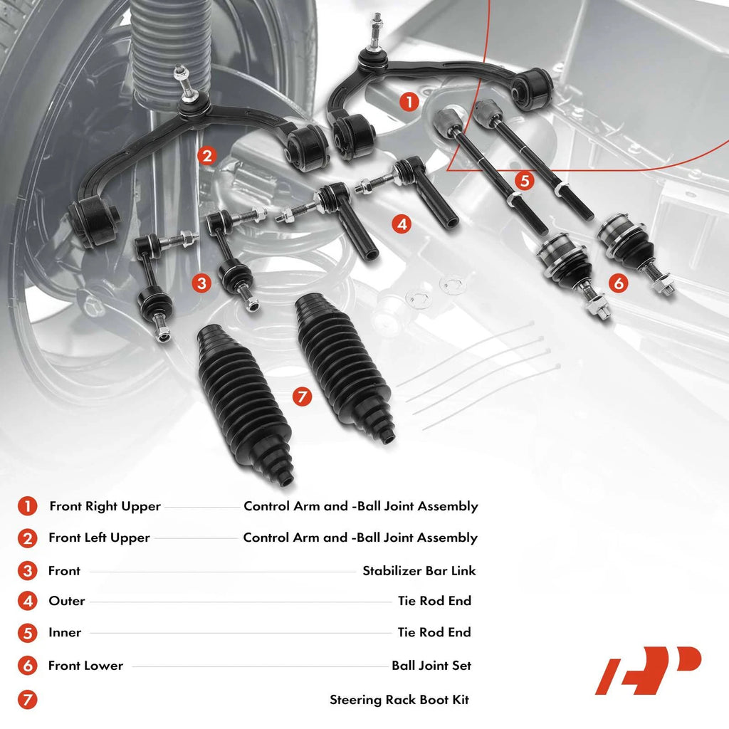 12x Front Control Arm, Sway Bar Link & Ball Joint for Ford Expedition