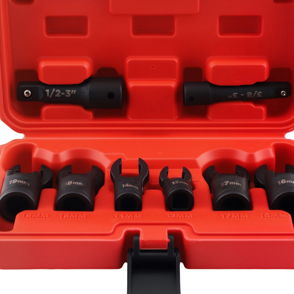 Set of 8 Flexible Head Crowfoot Wrenches for Fuel Injector Brake Line