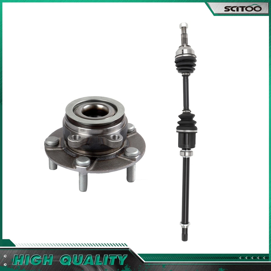AWD Front RH CV Axle Shaft + Wheel Hub Bearing for Nissan Rogue (2008–2013)