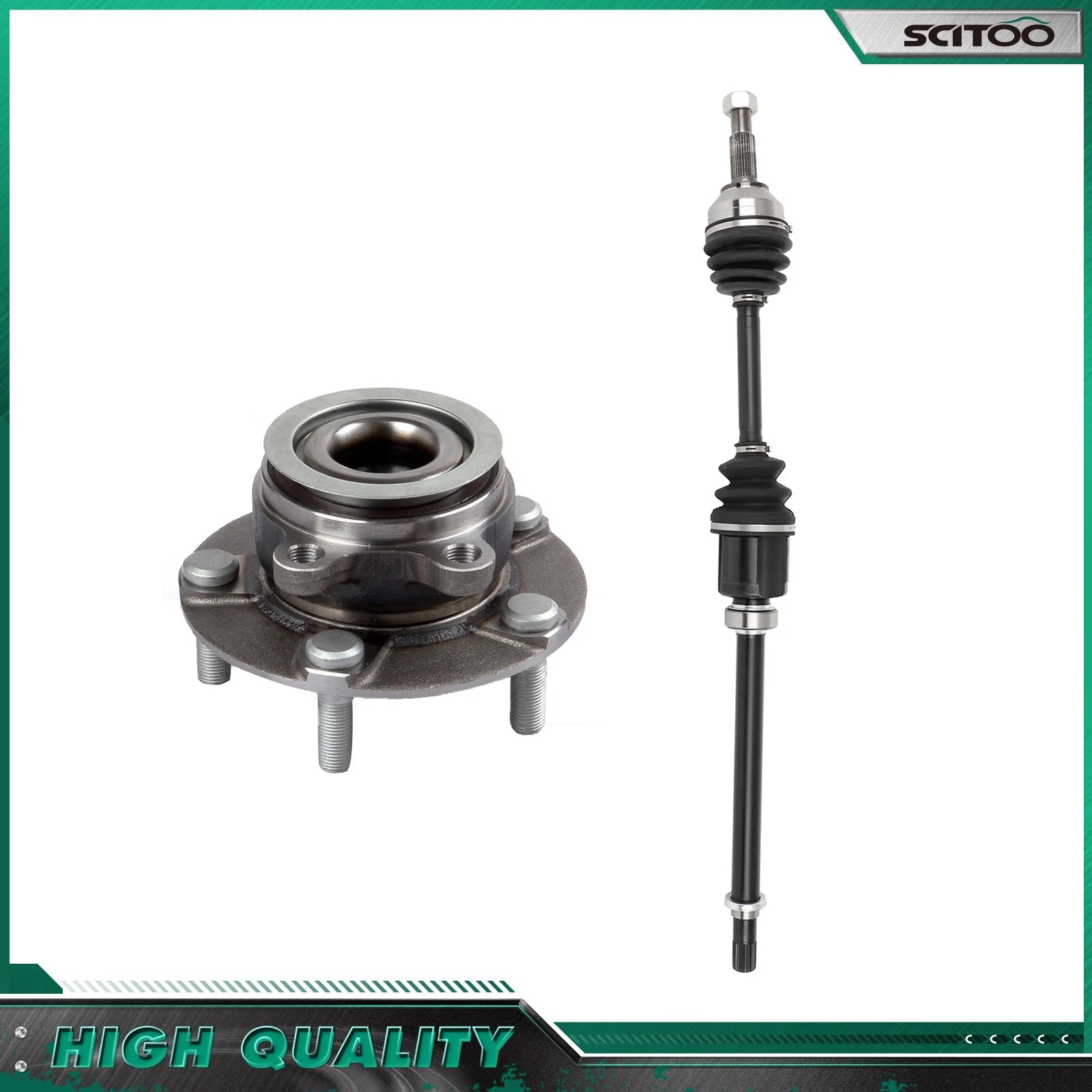 AWD Front RH CV Axle Shaft + Wheel Hub Bearing for Nissan Rogue (2008–2013)