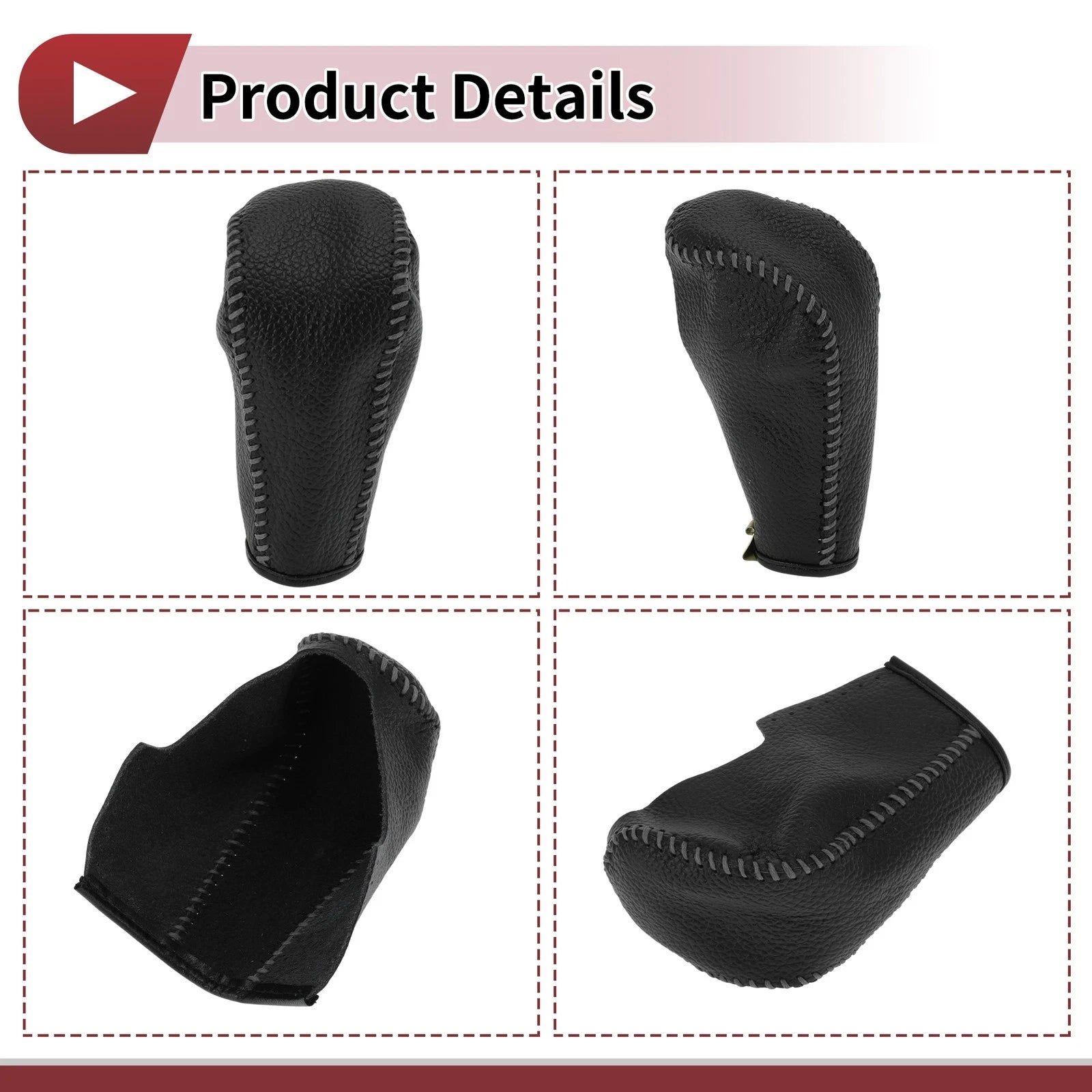 Gear Shift Knob Cover for BMW 3 Series E90 (2004–2012) Black Gray Faux Leather