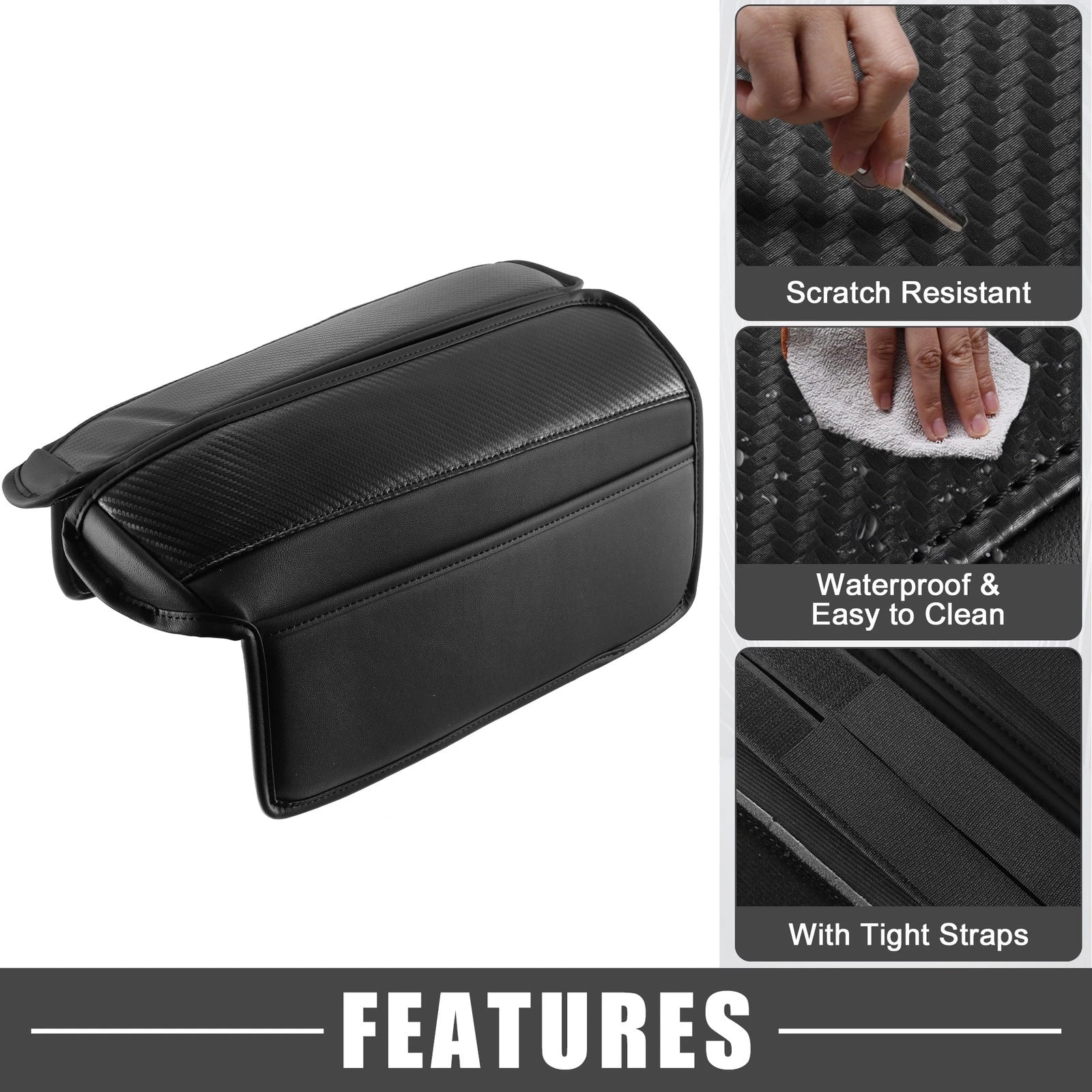 2X Center Console Armrest Pad Cover for Nissan Rogue (2021–2023) Black