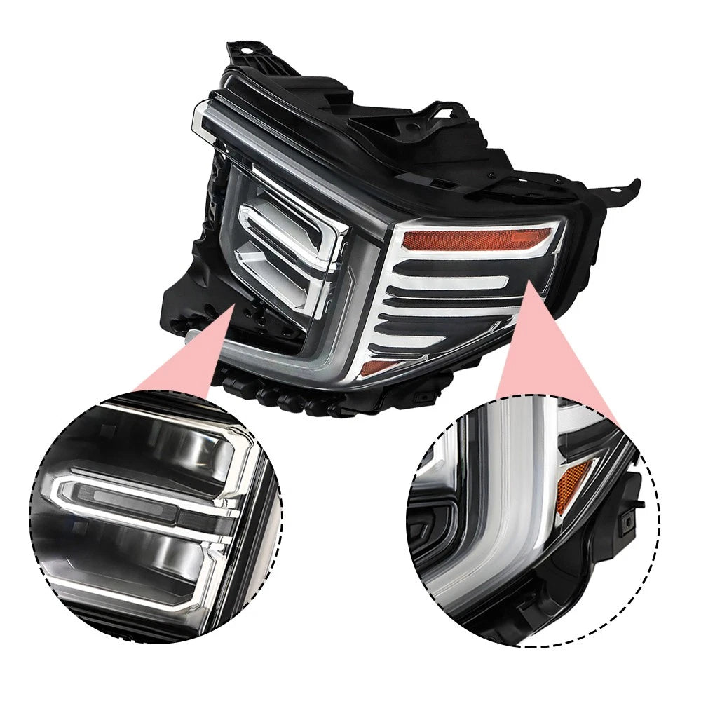 Black LED Headlights Pair for Sierra 1500 Denali (2022–2024)