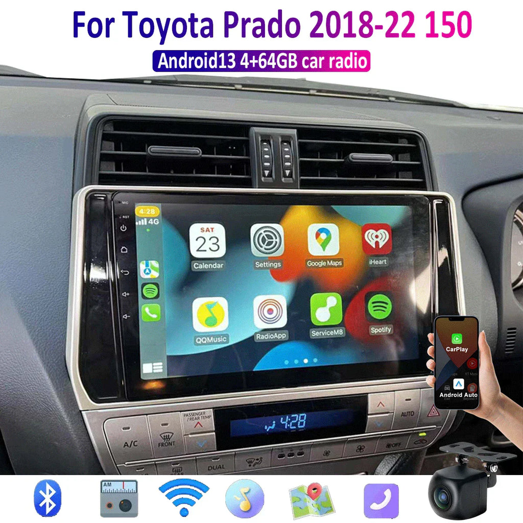 10" Apple Carplay Android Auto Stereo for Toyota Prado (2018-2022)