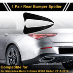 1 Pair Rear Bumper Spoiler for Mercedes-Benz C-Class W205 (2015–2021) Gloss Black ABS