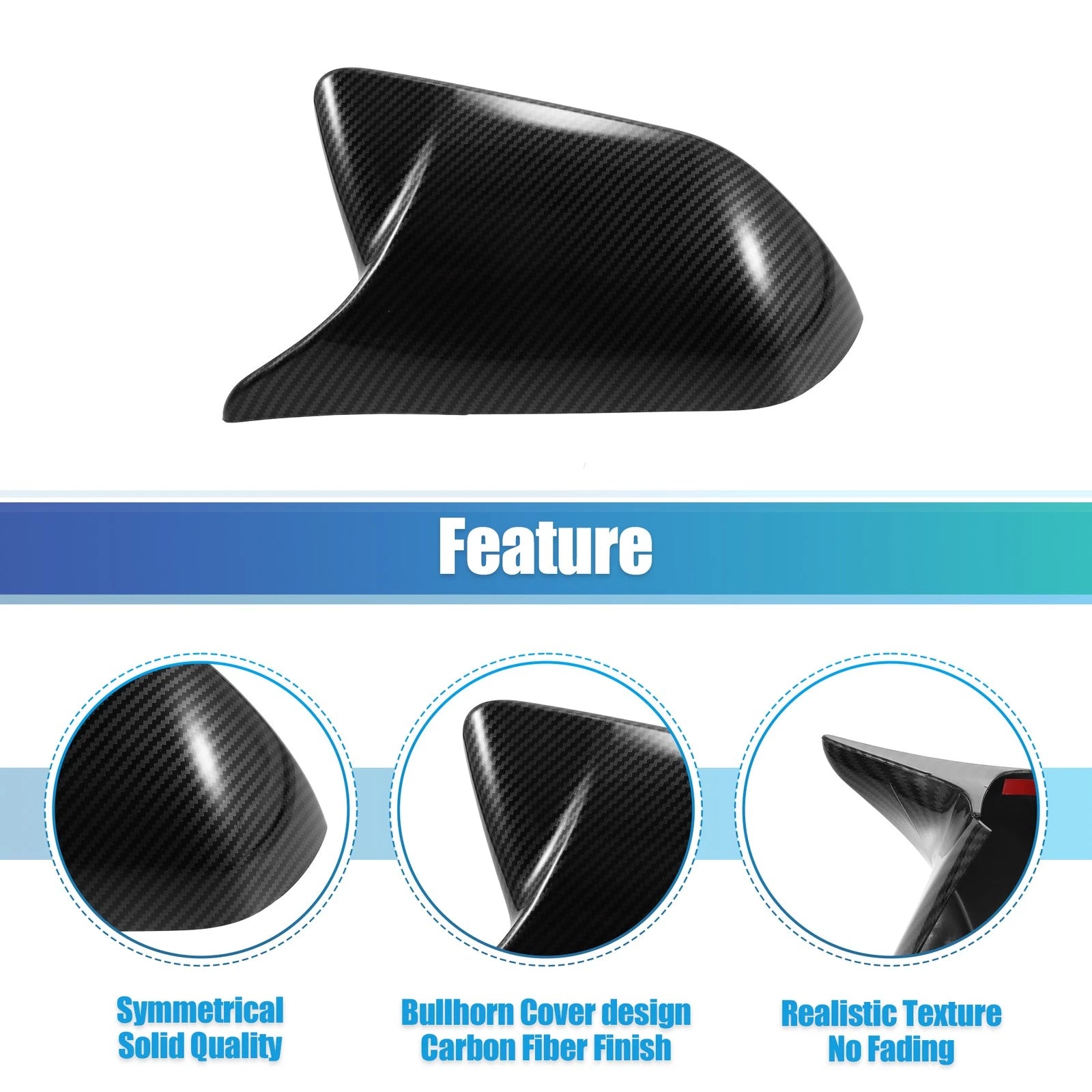 1 Pair Rearview Side Mirror Cover Carbon Fiber for Ford Mustang 