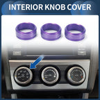 Set of 3 AC Heater Temp Switch Knob Cover Rings for Subaru Forester (2014–2018) Purple