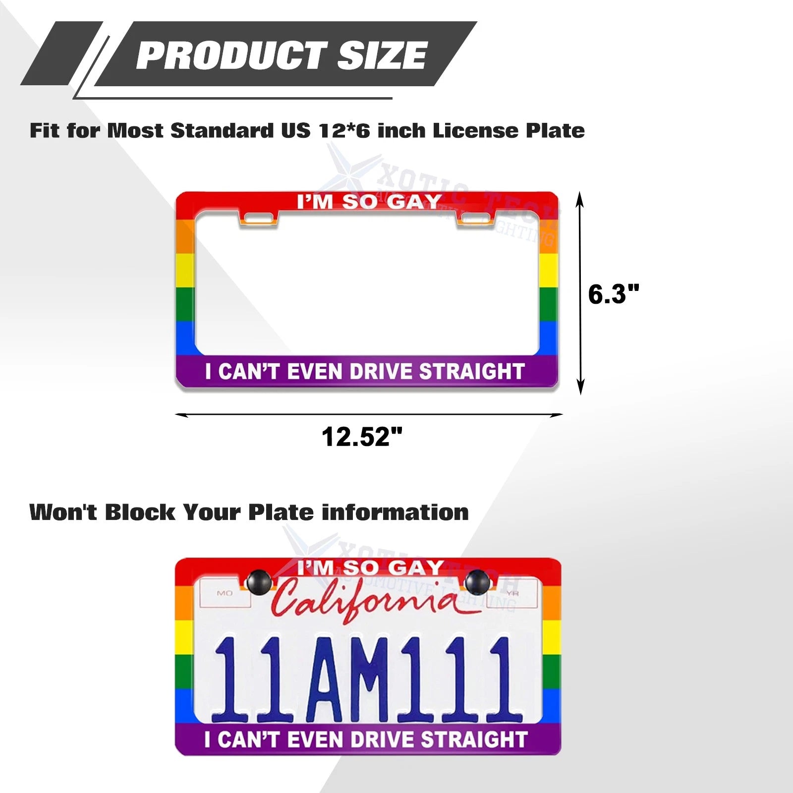 Decorative License Plate Frame Stainless Steel for Universal (2000-2000)