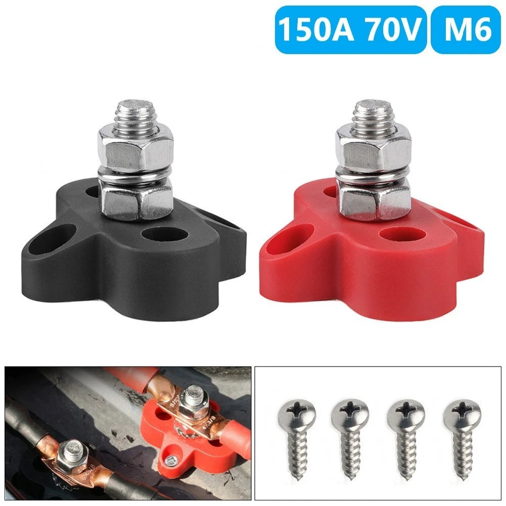 Terminal Stud 2X Black & Red DC48V for Car Truck RV Marine Boat Yachts