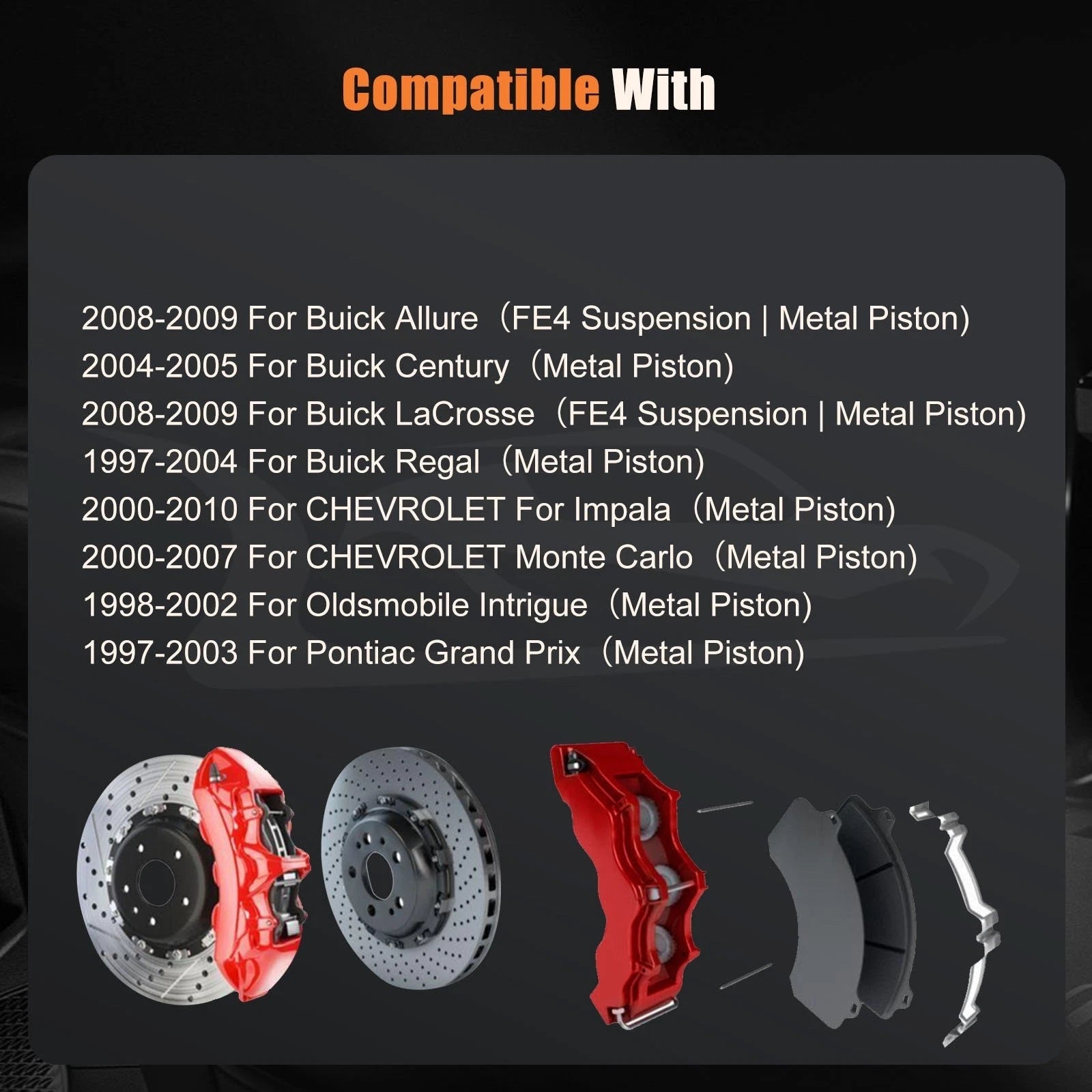 Brake Calipers w/ Bracket Pair for Chevy Impala (2000–2010)