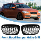Front Upper Bumper Grille Grill for BMW 1 Series Half Chrome Silver Tone