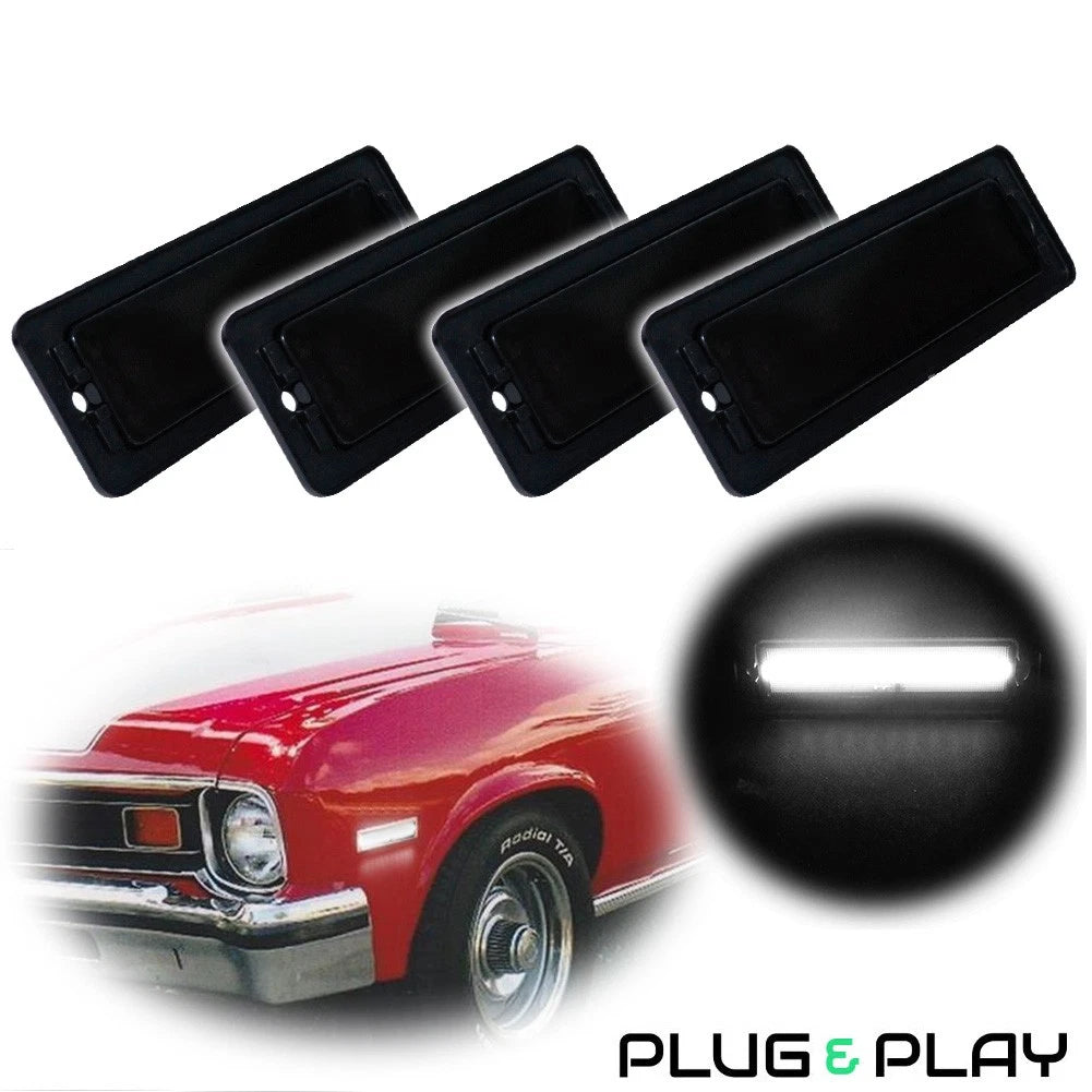Set of 4 Smoke Lens LED Side Marker Lights for Chevy Nova (1970–1974)