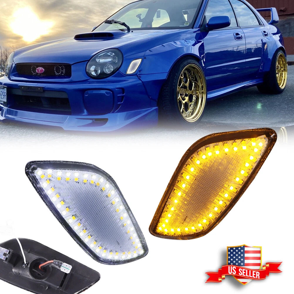 Clear Switchback LED Corner Parking Side Marker Lights for Subaru Impreza (2002–2003)